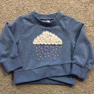 Hatley Blue Sweatshirt with Cloud and Raindrop Design